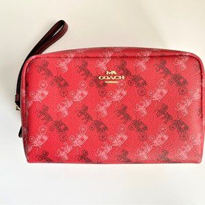 Coach Red Leather Cosmetic Bag
